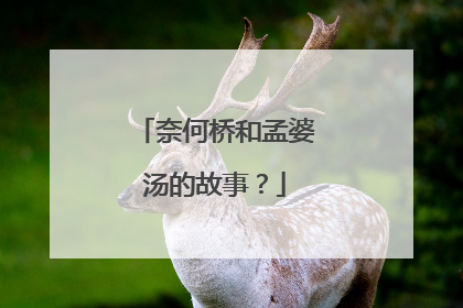 奈何桥和孟婆汤的故事?