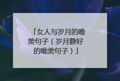 女人与岁月的唯美句子(岁月静好的唯美句子)