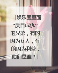 娱乐圈里面“反目成仇”的兄弟，有的因为女人，有的因为利益，他们是谁？