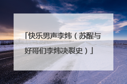 快乐男声李炜(苏醒与好哥们李炜决裂史)