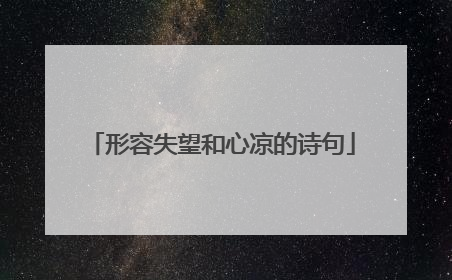 形容失望和心凉的诗句