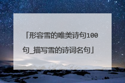 形容雪的唯美诗句100句_描写雪的诗词名句