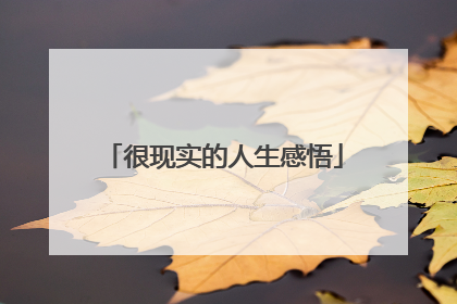 很现实的人生感悟