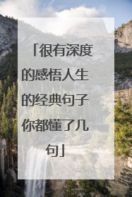 很有深度的感悟人生的经典句子你都懂了几句