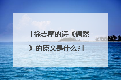 徐志摩的诗《偶然》的原文是什么?
