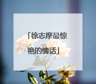 徐志摩最惊艳的情话