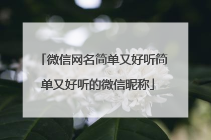 微信网名简单又好听简单又好听的微信昵称