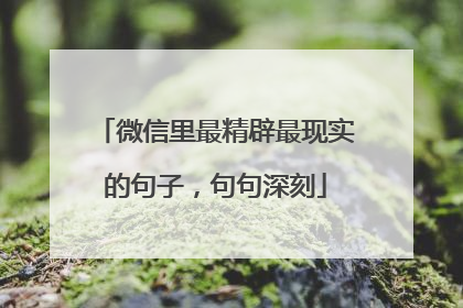 微信里最精辟最现实的句子,句句深刻