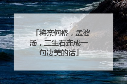 将奈何桥,孟婆汤,三生石连成一句凄美的话