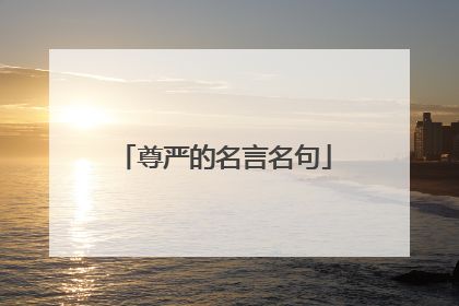 尊严的名言名句