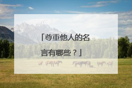 尊重他人的名言有哪些?