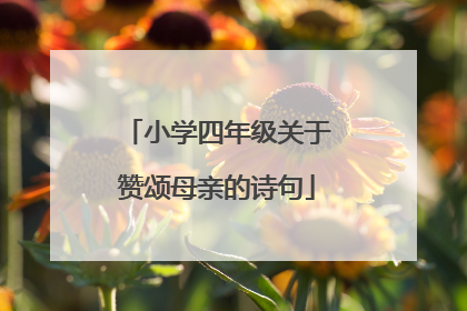 小学四年级关于赞颂母亲的诗句