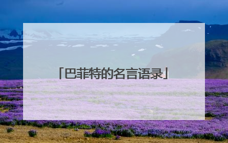 巴菲特的名言语录
