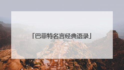 巴菲特名言经典语录