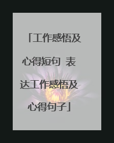 工作感悟及心得短句 表达工作感悟及心得句子