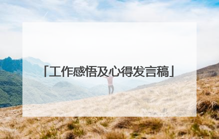 工作感悟及心得发言稿