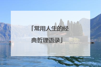 常用人生的经典哲理语录