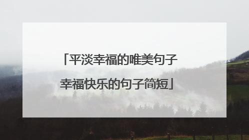 平淡幸福的唯美句子 幸福快乐的句子简短