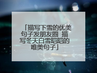 描写下雪的优美句子发朋友圈 描写冬天白雪皑皑的唯美句子