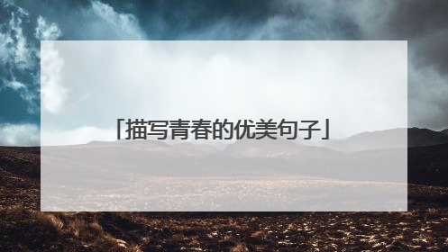描写青春的优美句子