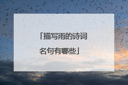 描写雨的诗词名句有哪些