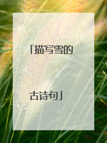 描写雪的古诗句