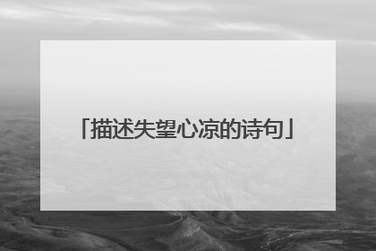 描述失望心凉的诗句