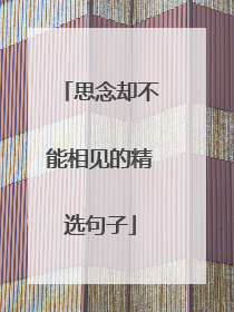 思念却不能相见的精选句子