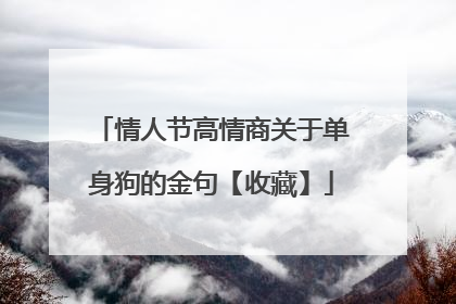 情人节高情商关于单身狗的金句【收藏】