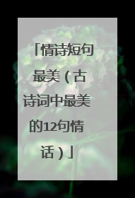 情诗短句 最美(古诗词中最美的12句情话)