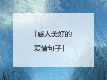 感人美好的爱情句子