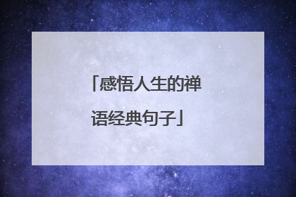 感悟人生的禅语经典句子
