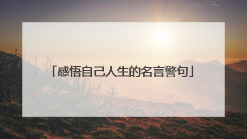 感悟自己人生的名言警句