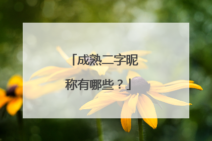 成熟二字昵称有哪些?