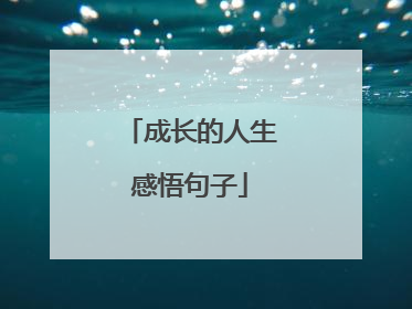 成长的人生感悟句子