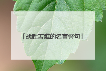 战胜苦难的名言警句