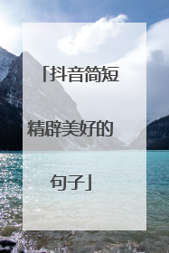 抖音简短精辟美好的句子