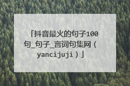 抖音最火的句子100句_句子_言词句集网(yancijuji)