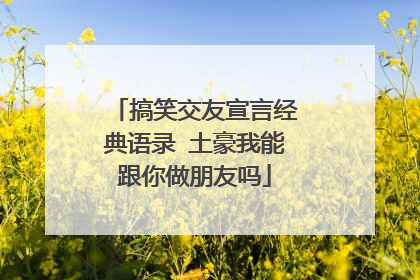 搞笑交友宣言经典语录 土豪我能跟你做朋友吗