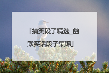 搞笑段子精选_幽默笑话段子集锦