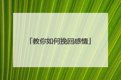 教你如何挽回感情