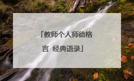 教师个人师德格言 经典语录