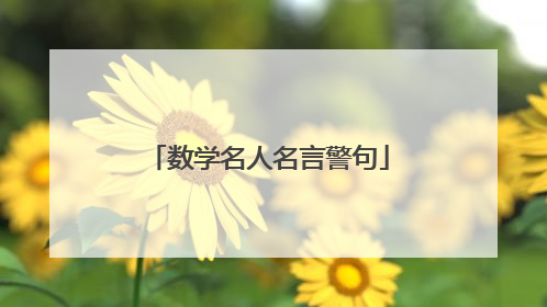 数学名人名言警句
