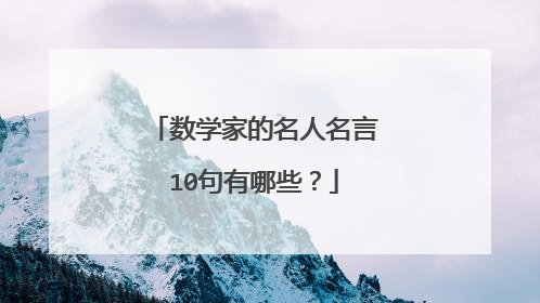 数学家的名人名言10句有哪些?
