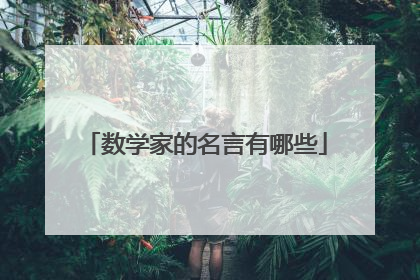 数学家的名言有哪些