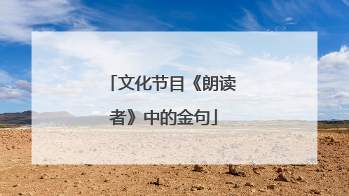 文化节目《朗读者》中的金句