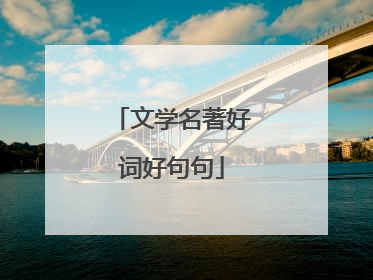 文学名著好词好句句