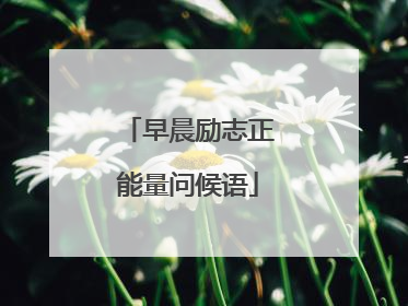 早晨励志正能量问候语