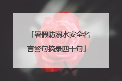 暑假防溺水安全名言警句摘录四十句