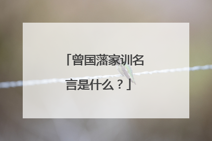 曾国藩家训名言是什么？